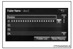 Toyota RAV4. Selecting a track/file/song from the track/file/song list