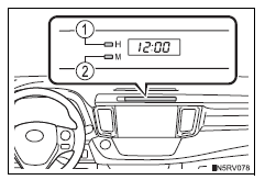 Toyota RAV4. The clock can be adjusted by pressing the buttons.