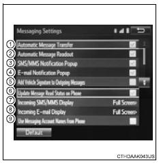 Toyota RAV4. Message settings