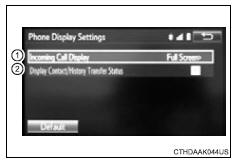 Toyota RAV4. Phone display settings
