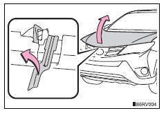 Toyota RAV4. Release the lock from the inside of the vehicle to open the hood