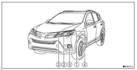 Toyota RAV4. Bulb locations