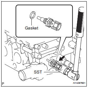 Toyota RAV4. Remove engine coolant temperature sensor