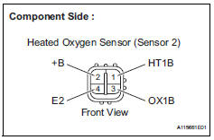 Toyota RAV4. Inspect heated oxygen sensor (check for short)