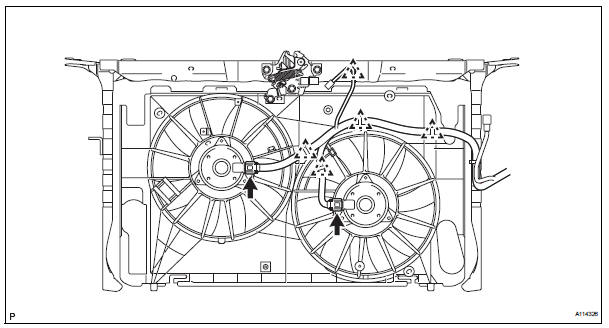 Toyota RAV4. Disconnect cooling fan motor harness