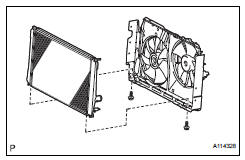 Toyota RAV4. Remove fan shroud with cooling fan