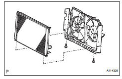 Toyota RAV4. Install fan shroud with cooling fan