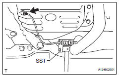 Toyota RAV4. Remove heated oxygen sensor (for bank 1 sensor 2)