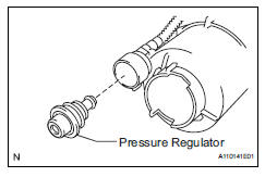 Toyota RAV4. Install fuel pressure regulator assembly