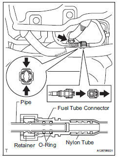 Toyota RAV4. Disconnect fuel tank main tube subassembly