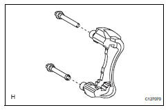 Toyota RAV4. Remove front disc brake cylinder slide pin