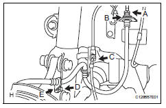 Toyota RAV4. Remove front flexible hose