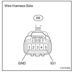 Toyota RAV4. Check wire harness (yaw rate sensor - battery and body ground)