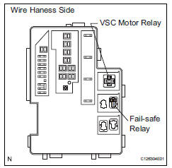 Toyota RAV4. Check engine room no. 1 Relay block (fail-safe relay - vsc motor relay and body ground)