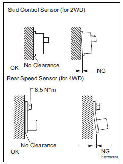 Toyota RAV4. Inspect skid control sensor or rear speed sensor (installation)