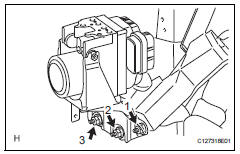 Toyota RAV4. Install abs and traction actuator assembly with bracket