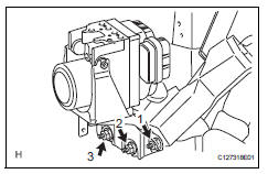 Toyota RAV4. Install abs and traction actuator assembly with bracket