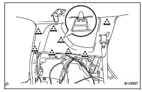 Toyota RAV4. Remove inner roof side garnish assembly lh (w/o rear no. 2 Seat)
