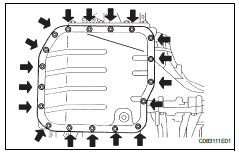 Toyota RAV4. Remove automatic transaxle oil pan subassembly