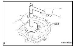 Toyota RAV4. Install front differential case rear tapered roller bearing