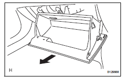 Toyota RAV4. Remove glove compartment door assembly