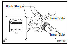 Toyota RAV4. Install front no. 1 Stabilizer bar bush lh