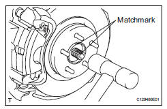 Toyota RAV4. Disconnect steering knuckle with axle hub lh