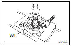 Toyota RAV4. Remove front drive shaft dust cover lh