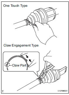 Toyota RAV4. Install front axle inboard joint boot clamp lh