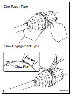 Toyota RAV4. Install front axle inboard joint boot no. 2 Clamp