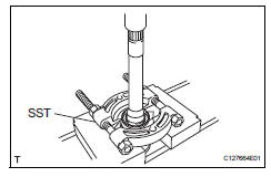 Toyota RAV4. Remove front drive shaft dust cover (for rh)