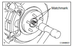 Toyota RAV4. Disconnect steering knuckle with axle hub lh