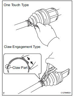 Toyota RAV4. Remove front axle inboard joint boot clamp lh