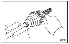 Toyota RAV4. Remove front axle outboard joint boot no. 2 Clamp lh