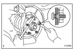Toyota RAV4. Install front axle hub bolt