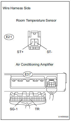 Toyota RAV4. Check wire harness (room temperature sensor - air conditioning amplifier)