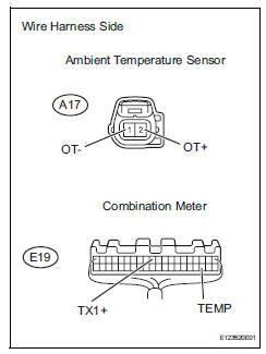 Toyota RAV4. Check wire harness (ambient temperature sensor - combination meter)