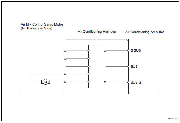 Toyota RAV4. Air mix damper control servo motor circuit (passenger side)