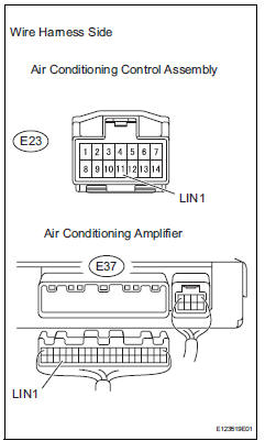 Toyota RAV4. Check wire harness (air conditioning amplifier - air conditioning control)