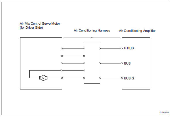Toyota RAV4. Air mix damper control servo motor circuit (driver side)