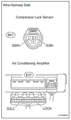 Toyota RAV4. Check wire harness (compressor lock sensor - air conditioning amplifier)