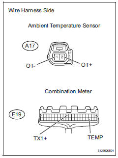 Toyota RAV4. Check wire harness (ambient temperature sensor - combination meter)