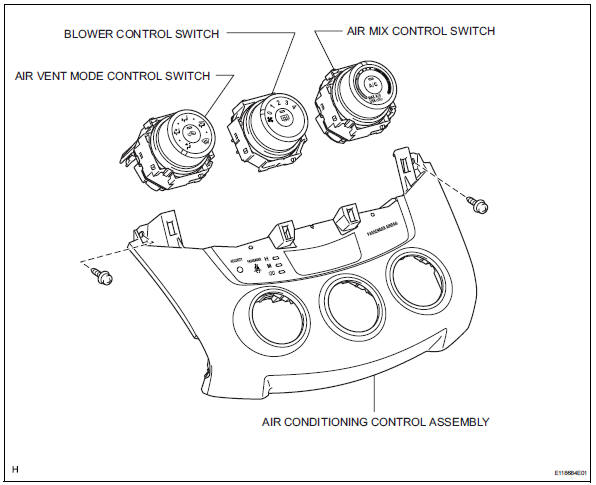 Toyota RAV4. Air conditioning control assembly (for manual air conditioning system)