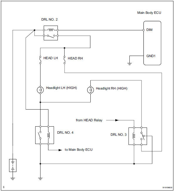 Toyota RAV4. Drl relay circuit