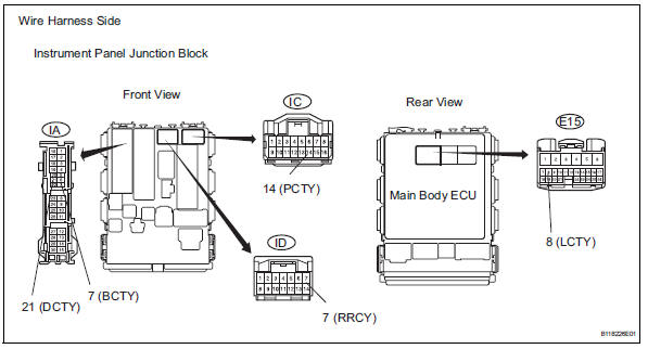 Toyota RAV4. Check wire harness (main body ecu - courtesy light switch)