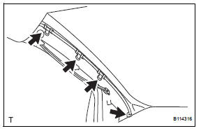 Toyota RAV4. Install front pillar garnish lh