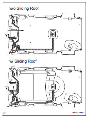 Toyota RAV4. Install no. 1 Roof wire