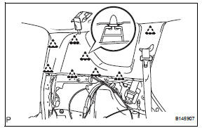 Toyota RAV4. Install inner roof side garnish assembly lh (w/o rear no. 2 Seat)