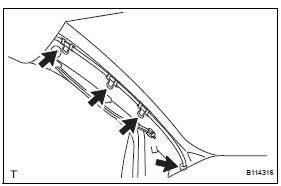 Toyota RAV4. Install front pillar garnish lh