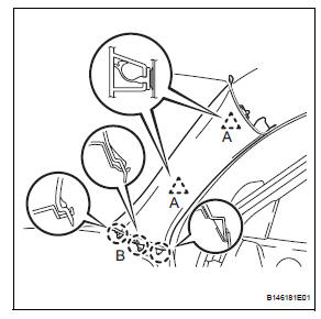 Toyota RAV4. Install front pillar garnish lh